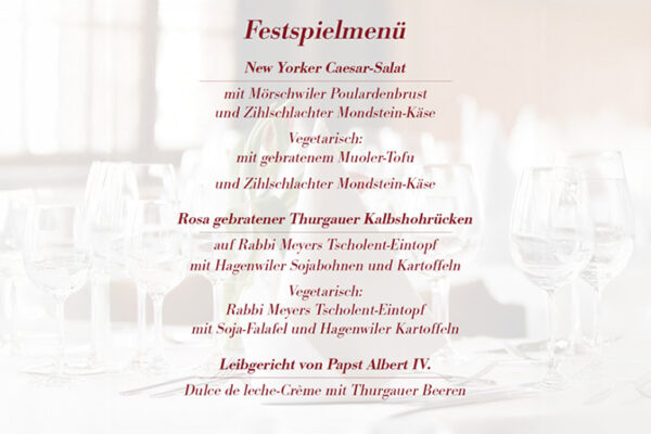 Hochgenuss an den Schlossfestspielen Hagenwil mit dem Festpielmenü 2024